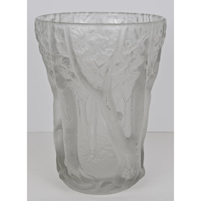 Art Deco Frosted Glass Vase Trees in Relief Chairish