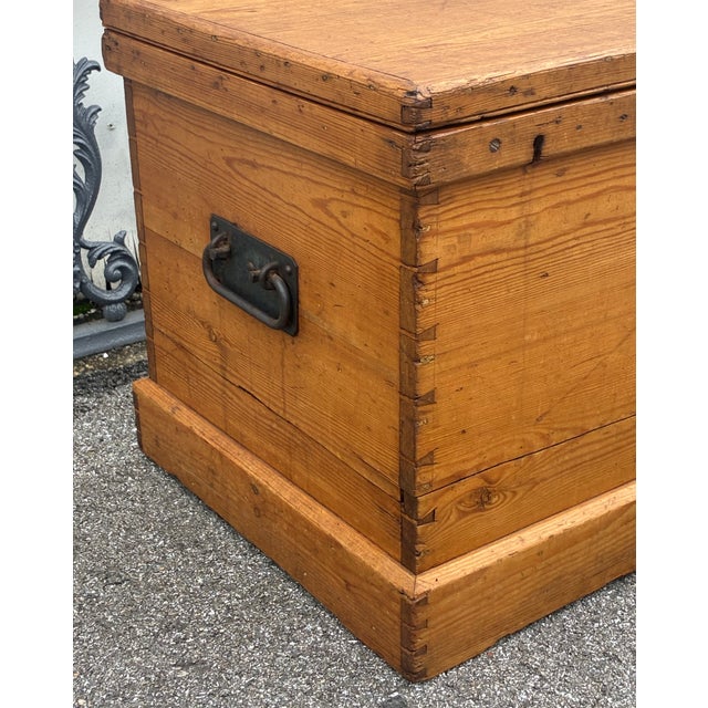 English Pine Trunk or Blanket Chest For Sale - Image 4 of 18