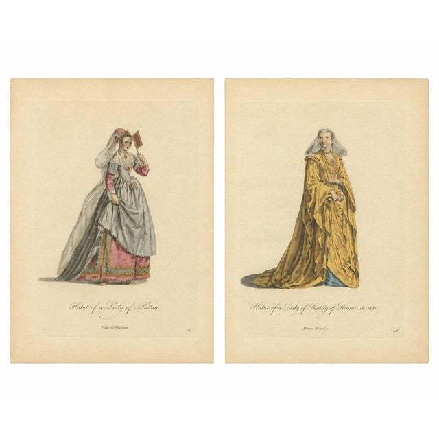European School, Costume of Padua and Siena, 1749, Engraving, Set of 2 For Sale - Image 9 of 9