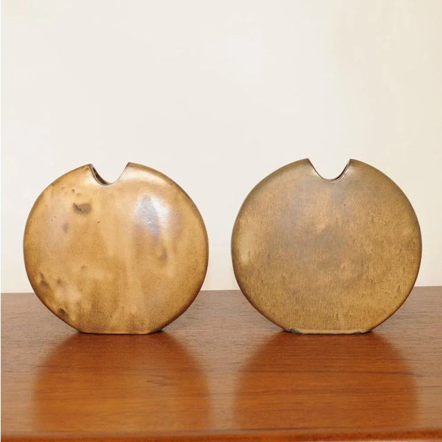 Mid-Century Brown Ceramic Fish and Flower Vases from Rois de Majorque, France, 1970s, Set of 2 For Sale - Image 3 of 13