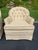 Pair of Tufted Button Back Swivel Chairs in a Cream Color With Brown Piping For Sale - Image 12 of 18