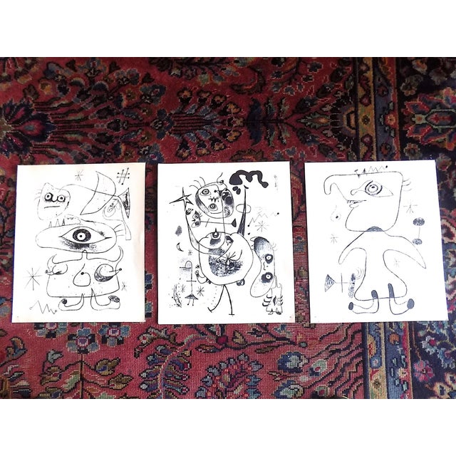 1950s Vintage Mid Century Modern Abstract Joan Miro Lithographs - Set of 3 For Sale - Image 5 of 5
