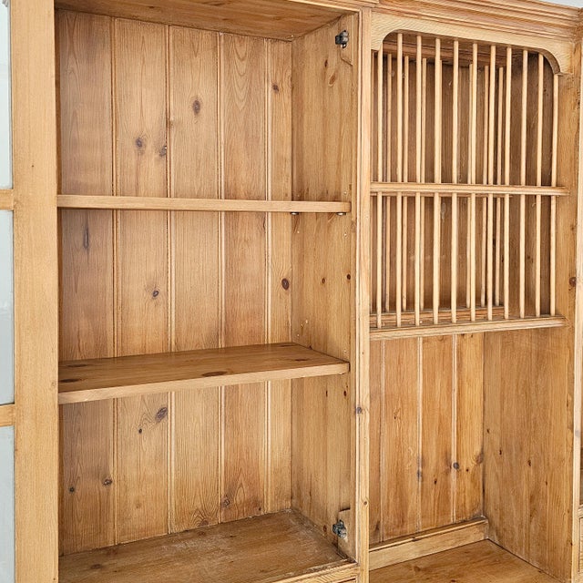Wood Vintage English Pine Kitchen Dresser With Plate Rack & Wine Storage For Sale - Image 7 of 17