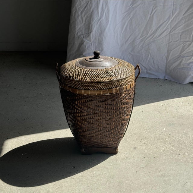 Large Indonesian Brown Basket For Sale - Image 6 of 18