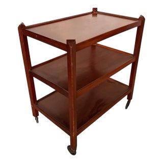 Mid-Century Three-Tier Wooden Drinks Trolley on Castors For Sale
