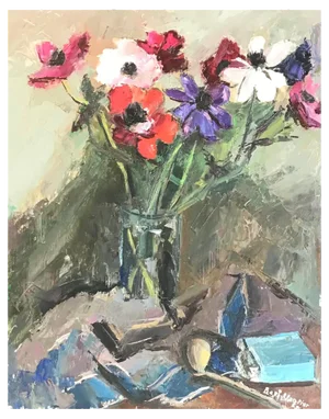 Benjamin Vautier, Bouquet, Oil on Wood, 1967