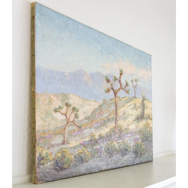 Wood Antique Joshua Tree California Desert Landscape Signed Oil Painting For Sale - Image 7 of 12