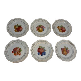 Vintage Porcelain Reticulated Fruit Plates - Schwarzenhammer Bavaria – Set of 6 For Sale