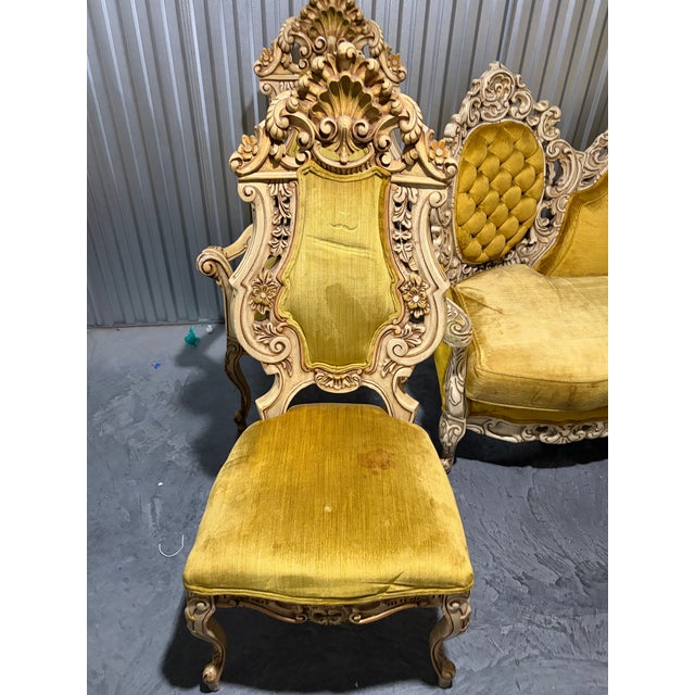 Late-20th-Century Italian Baroque/Rococo Revival Dining Room Table With 6 Chairs For Sale - Image 10 of 12