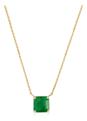 Square Cut Emerald May Birthstone Necklace With 18.5 Inch 14k Gold Chain