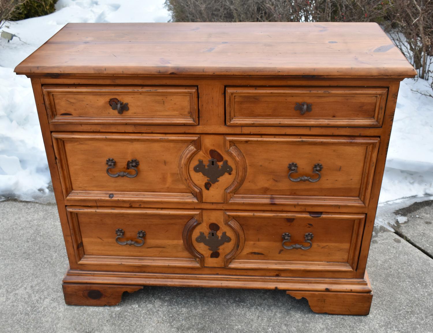 Vintage Henredon Solid Heavy Pine Spanish Baroque Chest of Drawers