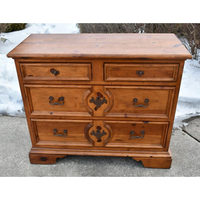 Brown Vintage Henredon Solid Heavy Pine Spanish Baroque Chest of Drawers For Sale - Image 8 of 13