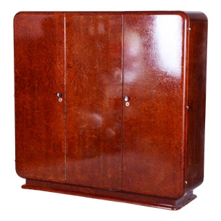 Art Deco Wardrobe in Mahogany attributed to J. Halabala for Up Zavody, Czech, 1920s For Sale