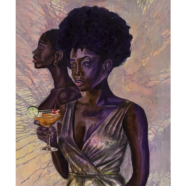 Winifred Otowa - Two Selves, Small Wall Painting (2026) Pencil, Acrylic and Oil on Canvas For Sale
