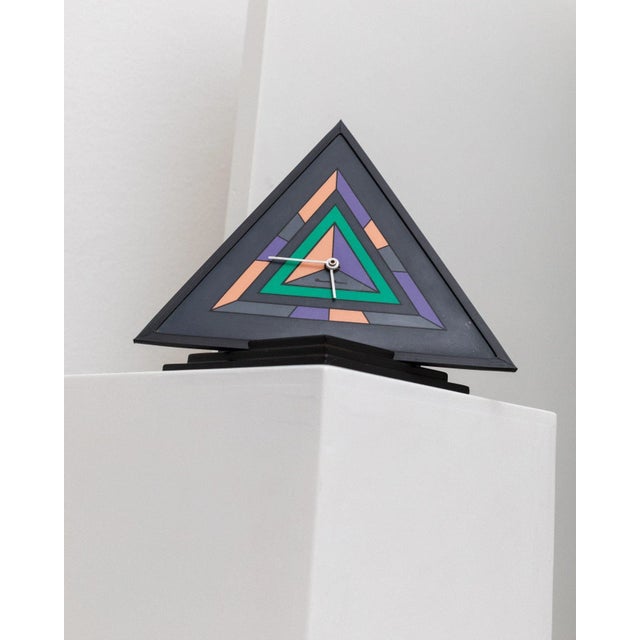 Brown Vintage Triangle Stand Clock by Diamantini Domeniconi, 1980s For Sale - Image 8 of 11