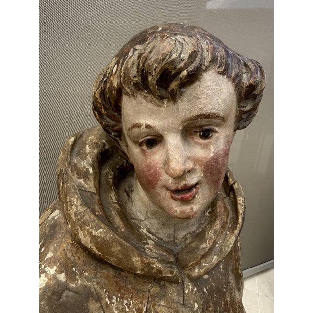 Large 18th Century Baroque Religious Carved Wooden Monk For Sale - Image 5 of 15
