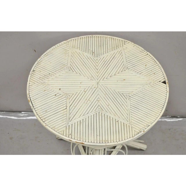Victorian Antique Victorian Arts & Crafts Bentwood Wicker Rattan White Accent Side Table For Sale - Image 3 of 11