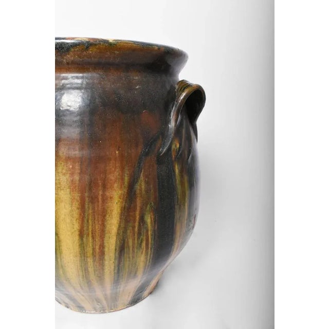 Green Blue and Yellow Ceramic Vase with Handles, 1950s For Sale - Image 3 of 5