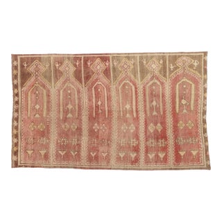 Vintage Turkish Oushak Saph Prayer Rug, 05'07 X 09'03 For Sale