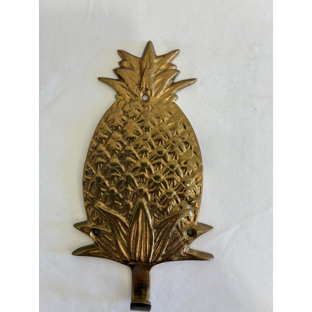 Mid 20th Century Vintage Solid Brass Pineapple Wall Hook For Sale - Image 5 of 9