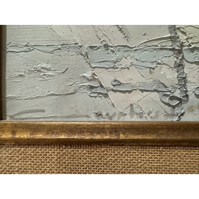1980s Original Signed Frech Impasto Oil Painting Boat on Lake Gilt Frame For Sale - Image 5 of 11