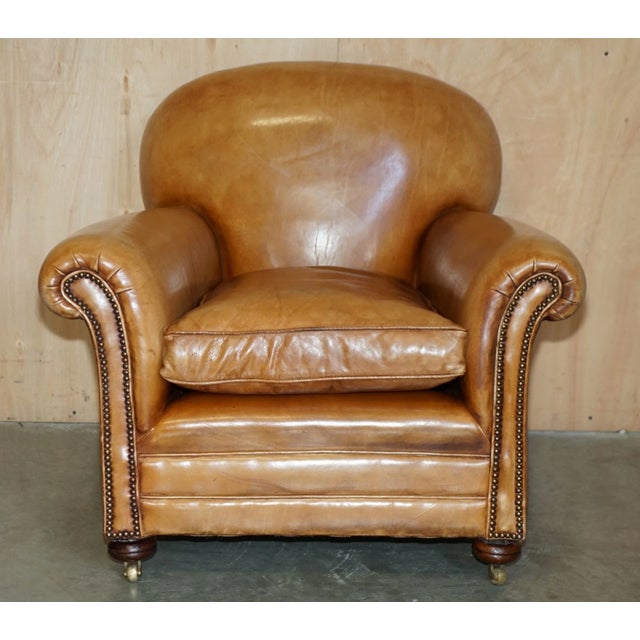 Comfortable Pair of Antique Chesterfield Victorian Brown Leather Club Armchairs For Sale - Image 4 of 17