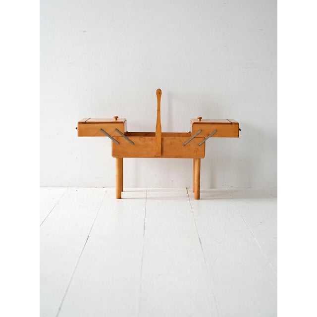 Vintage Scandinavian Birch Sewing Basket, 1950s For Sale - Image 4 of 10