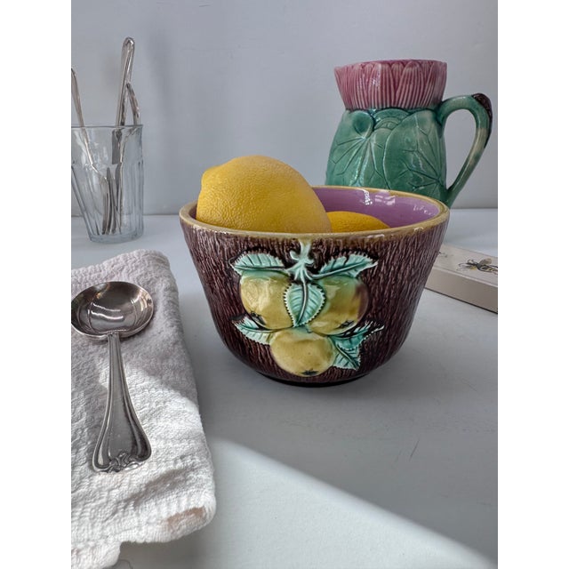 Brown Majolica Apple & Pear Bowl For Sale - Image 8 of 8