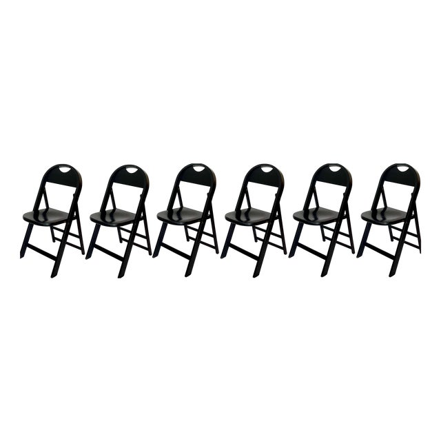 Vintage TRIC Folding Chairs by Achille & Pier Giacomo Castiglioni for Bernini, Italy, 1960s, Set of 6 For Sale