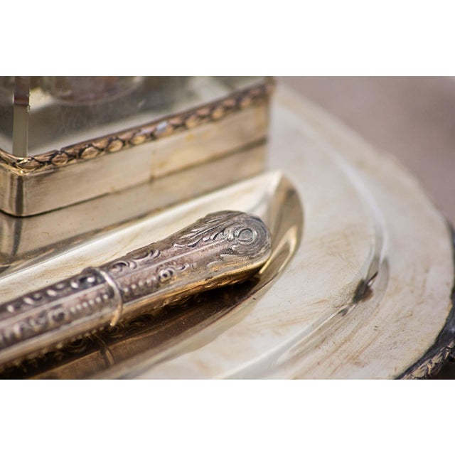 Silver Inkwell with Smooth Glass Reservoirs, Set of 4 For Sale - Image 9 of 10