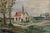 Early 20th century Folk Art oil on board, unsigned. Features a charming impressionist style landscape with a primitive...