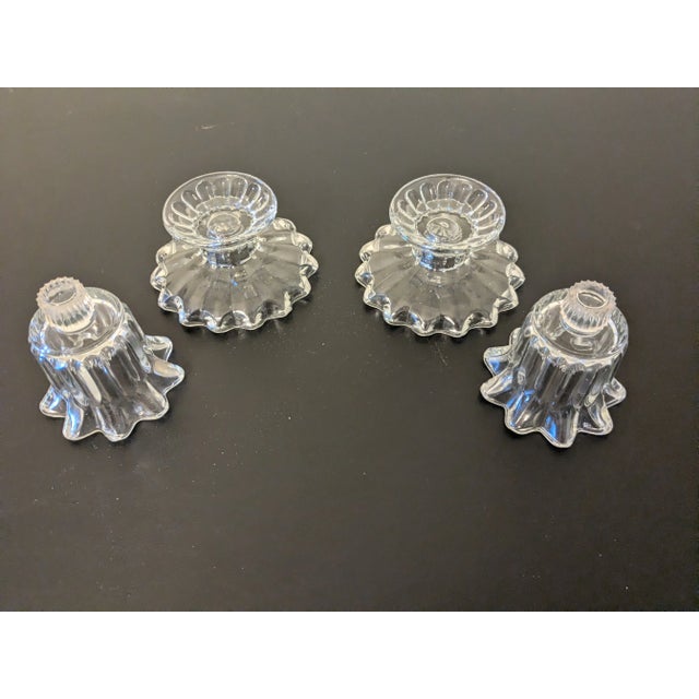 Glass Vintage Chantilly Ruffled Candle Holders by Partylite (4 Piece Set) For Sale - Image 7 of 8