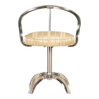 Charles Hollis Jones Lucite and Chromed Steel Vanity Swivel Stool, C 1970s For Sale