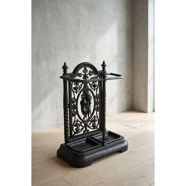 Antique Victorian Black Cast Iron Umbrella Stand, 1880 For Sale - Image 10 of 10