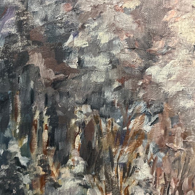 20th Century European School Oil on Canvas by Polish Artist Edward Mesjasz (1929-2007) Depicting Winter Horses Hauling Woods For Sale - Image 10 of 12