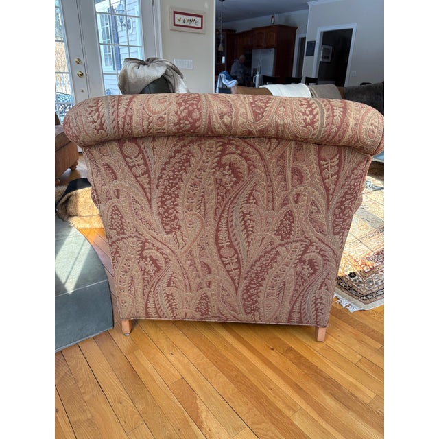 Wood 1990s Pair of Ethan Allen Roll Back Upholstered Lounge Chairs For Sale - Image 7 of 10