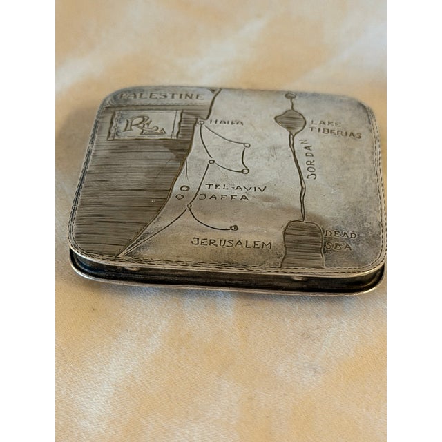 Vintage Sterling Silver Compact Case With Map of Palestine & Israel For Sale - Image 6 of 6