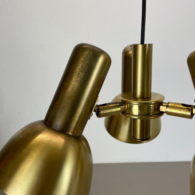 3-Spot Brass Tone Hanging Light by Koch and Lowy for OMI Lighting, Germany, 1970s For Sale - Image 9 of 18