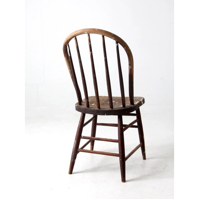 Brown Antique Spindle Back Chair For Sale - Image 8 of 12