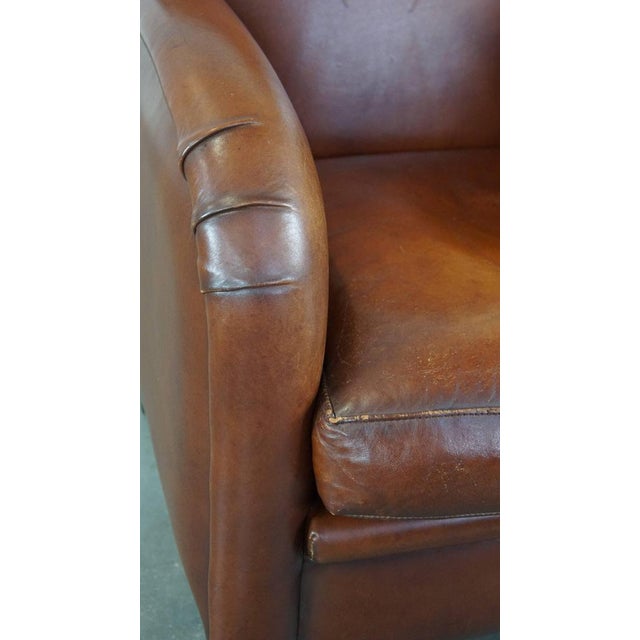 Cognac-Colored Sheep Leather Chair For Sale - Image 9 of 14