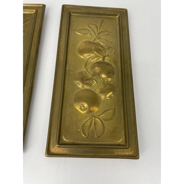 Mid 20th Century Brass Fruit Plaques - a Pair For Sale - Image 5 of 6