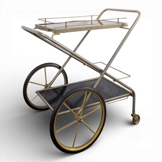 Rolling Brass Serving Cart, 1970s For Sale