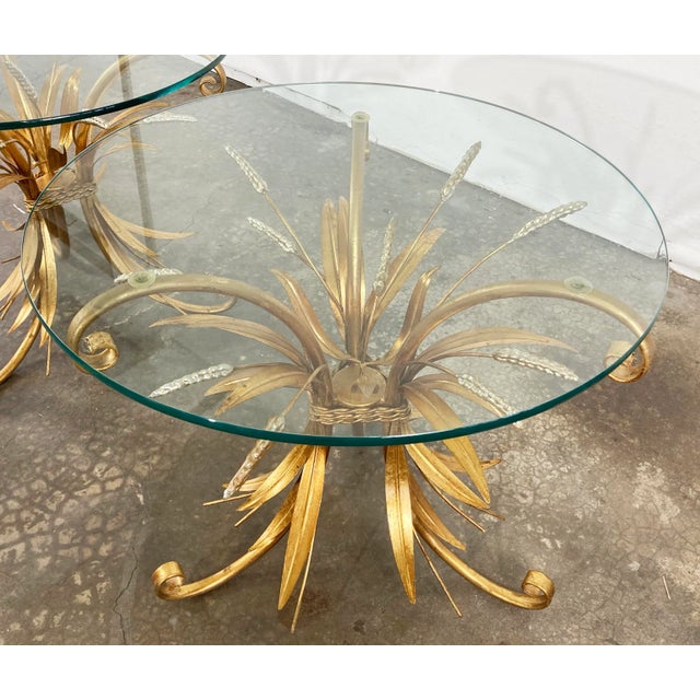 Metal Vintage Italian Gilt Sheaf of Wheat Side Table Pair For Sale - Image 7 of 9