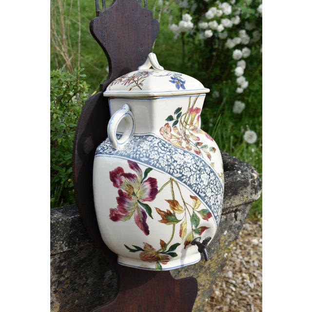 French Art Nouveau Ceramic Terre de Fer Wall Fountain from Longchamp, 1890s For Sale - Image 5 of 18