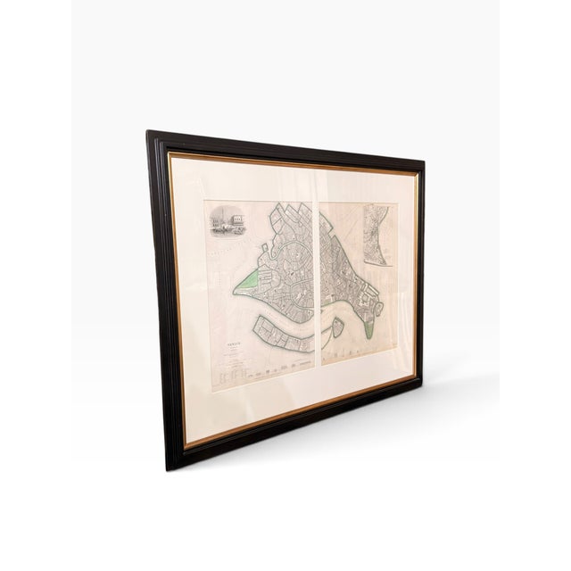 Early 19th Century Hand-Colored Sduk Map of Venice, Believed Original Circa 1833–1835, Professionally Framed For Sale - Image 5 of 13