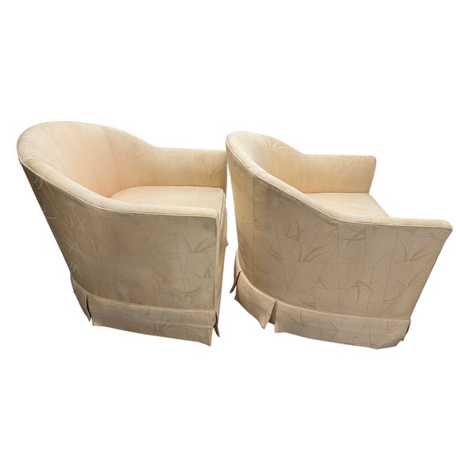 Baker Furniture Company 1950s Baker Furniture Co. Barrel Chairs on Caster Wheels - A Pair For Sale - Image 4 of 16