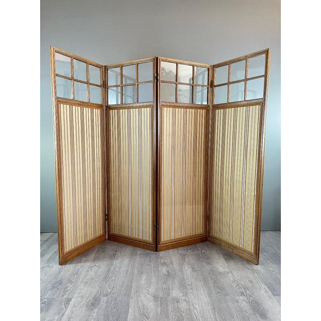 Beige Antique 19th Century 4-Panel Folding Screen For Sale - Image 8 of 11
