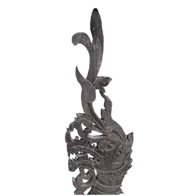 Antique Thai Naga Temple Finial on Stand Southeast Asia, Naga is known as the king snake, the ruler of the underworld...