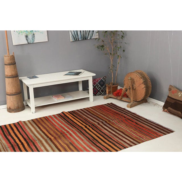 Mid 20th Century Vintage Striped Turkish Kilim Rug For Sale In Los Angeles - Image 6 of 7