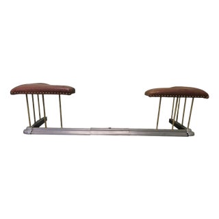 Art Deco Extending Steel and Leather Club Fender, 1920 For Sale